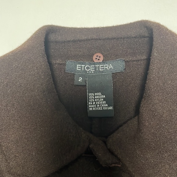 Etcetera Brown Wool & Angora Jacket with Detachable Faux Fur Collar. Size 2 - Picture 2 of 6